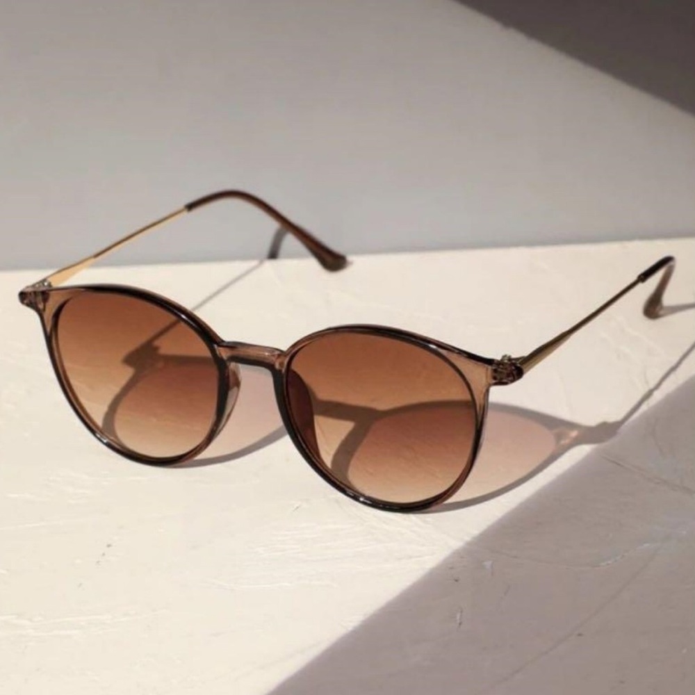 Round Brown Gradient Sunglasses - image 3